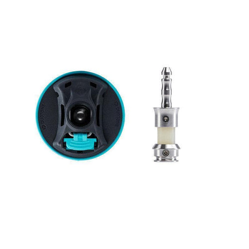 Duotone kiteboarding parts: blue and black base with silver connector, watersports gear