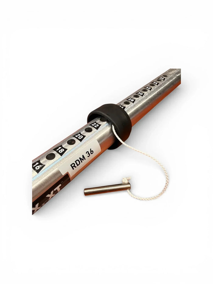 RDM 36 mast for windsurfing with measurement markings and orange accents