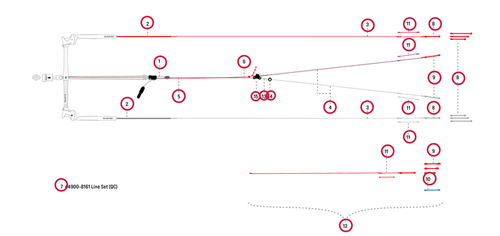 Duotone Trust Bar 2015-2022 kitesurfing line set diagram with labeled components