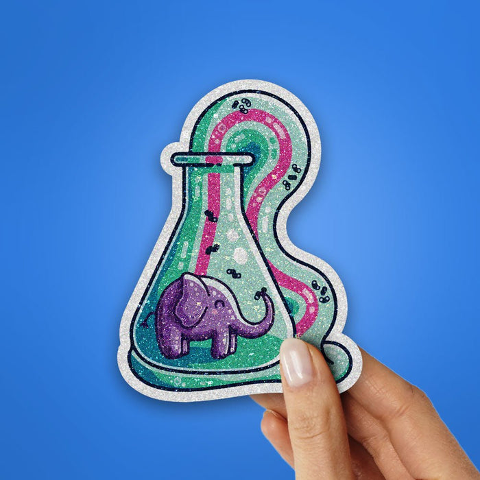 Elephant Toothpaste Glitter Sticker - Glitter Stickers | STICK IT UP
