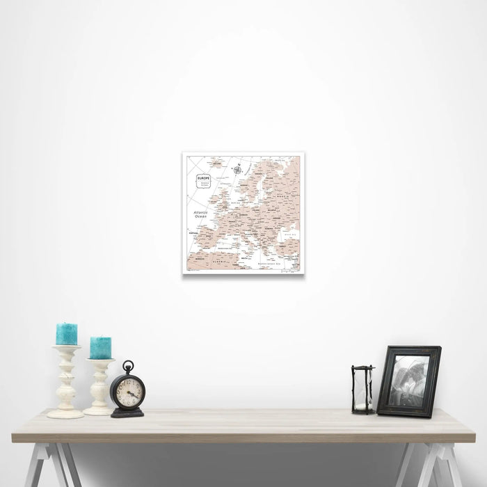 Europe Map Poster - Light Brown Color Splash CM Poster