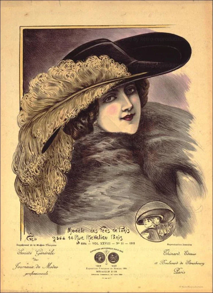Exhibition Universelle 1900 Hats - VINTAGEARTREPRINTS.COM