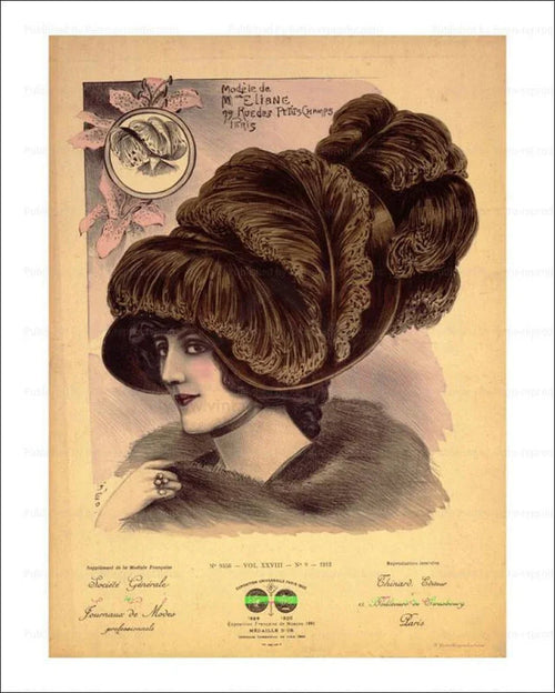 Exhibition Universelle, Paris 1900, Hats, - VINTAGEARTREPRINTS.COM