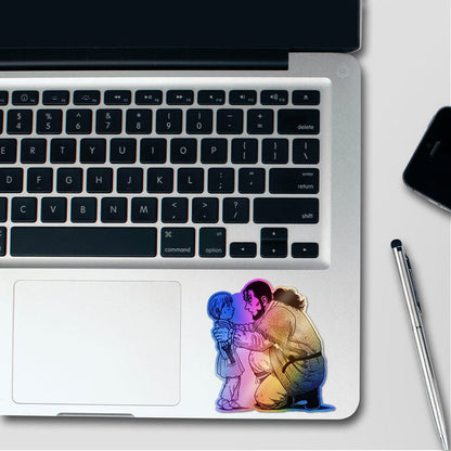 Father Daughter Sketch Holographic Stickers - Holographic stickers | STICK IT UP
