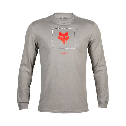 Fox Racing gray long-sleeve surf shirt with red fox logo