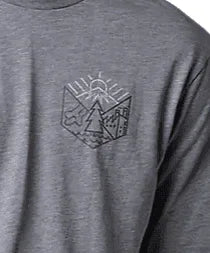 Grey Billabong surf t-shirt with mountain graphic, watersports apparel for Whitstable