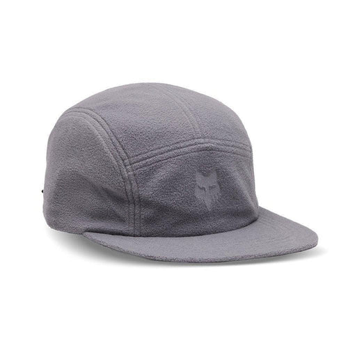 Fox Polar Fleece 5 Panel Hat Pewter, grey fleece cap with Fox logo on front panel