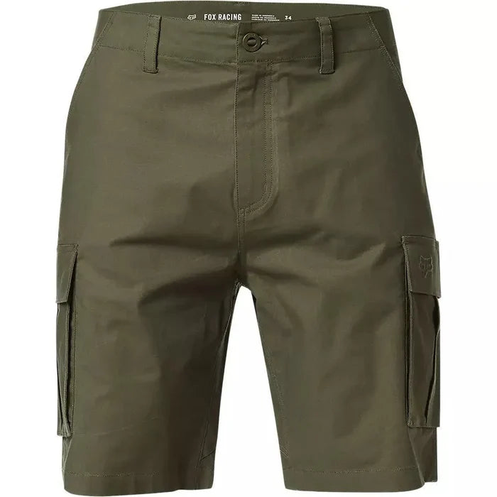 Fox Racing olive green cargo shorts with side pockets for watersports