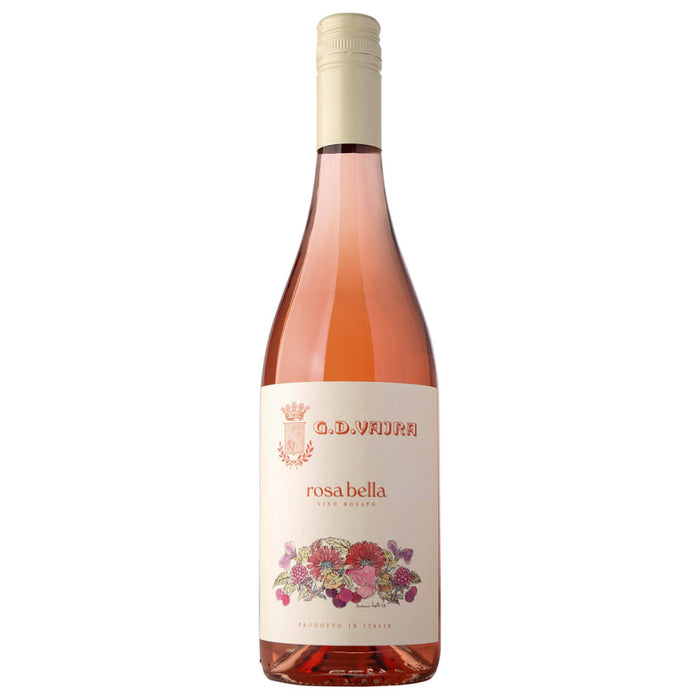 GD Vajra Rosabella rosé wine bottle with floral label and cream cap