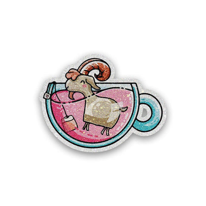Goat Tea Glitter Sticker - Glitter Stickers | STICK IT UP
