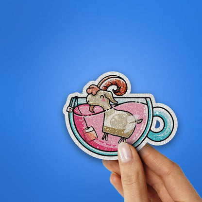 Goat Tea Glitter Sticker - Glitter Stickers | STICK IT UP
