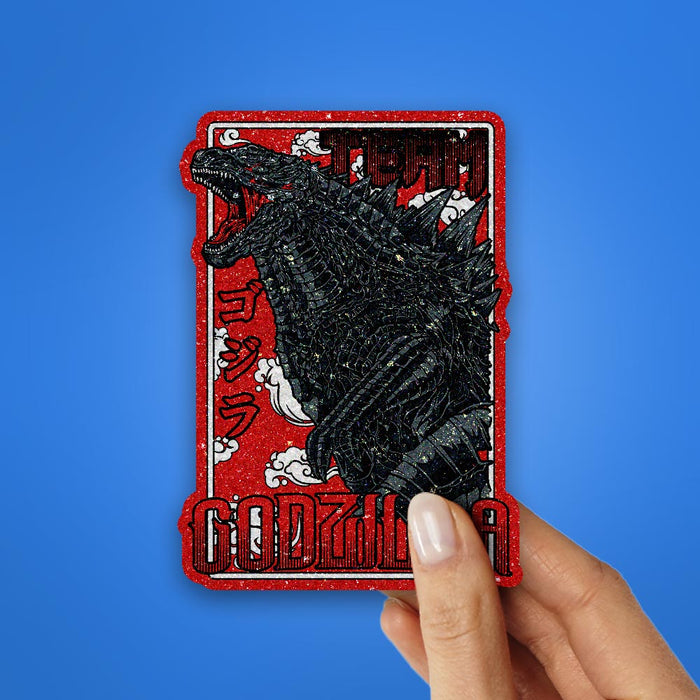 Godzilla Majestic Black & Red Glitter Sticker - Glitter Stickers | STICK IT UP