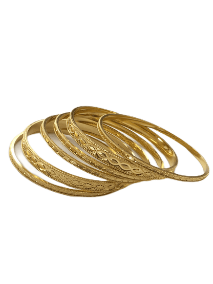 Gold Finish Bangles (Set of 6) - V 0320 SHR2009 - Prachy Creations