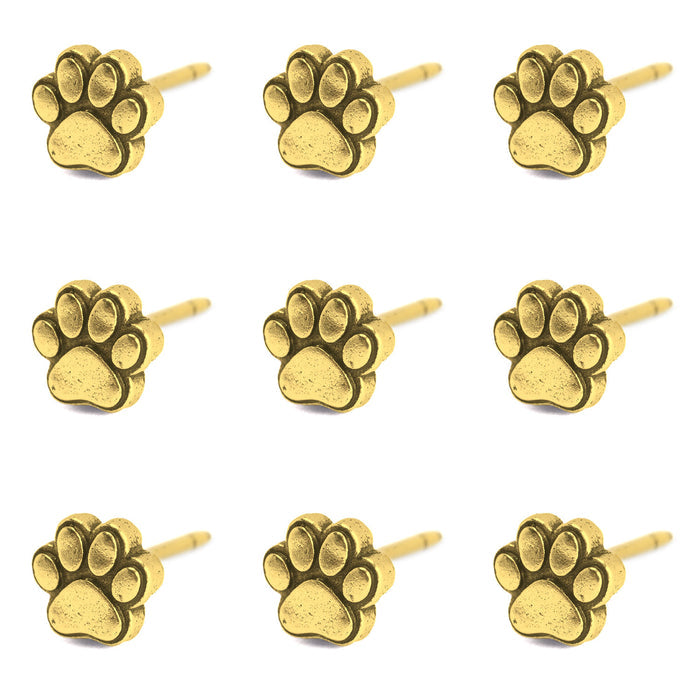 Gold Pawprint Map Push Pins