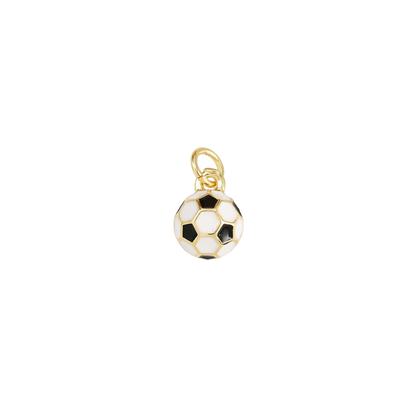 Gold soccer ball charm on a white background