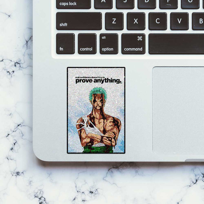 Green Haired Swordsman Glitter Sticker - Glitter Stickers | STICK IT UP