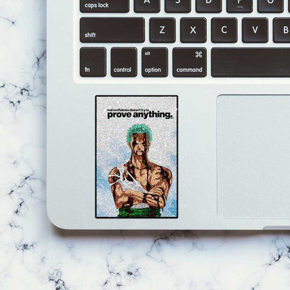 Green Haired Swordsman Glitter Sticker - Glitter Stickers | STICK IT UP