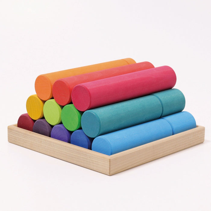 Grimm's Wooden Building Rollers Rainbow- Large