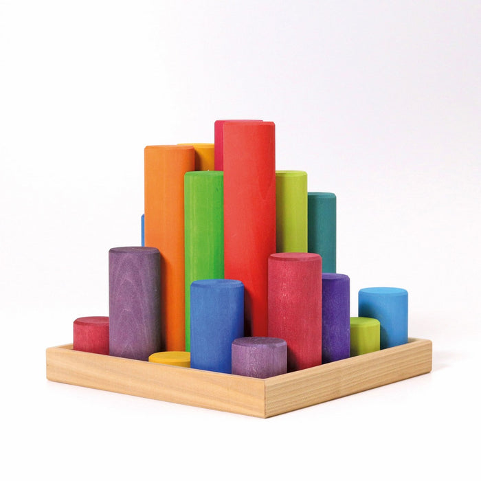 Grimm's Wooden Building Rollers Rainbow- Large