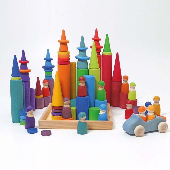 Grimm's Wooden Building Rollers Rainbow- Large