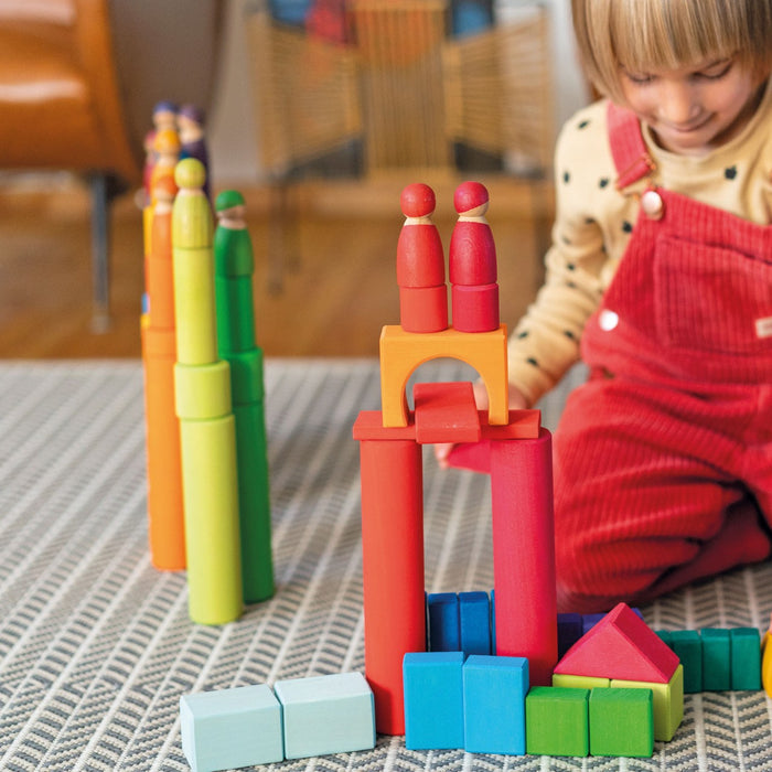 Grimm's Wooden Building Rollers Rainbow- Large
