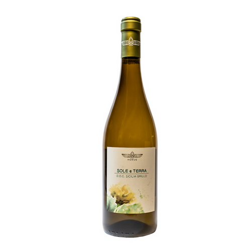 Horus Sole e Terra white 2024 wine bottle with gold foil cap and front label