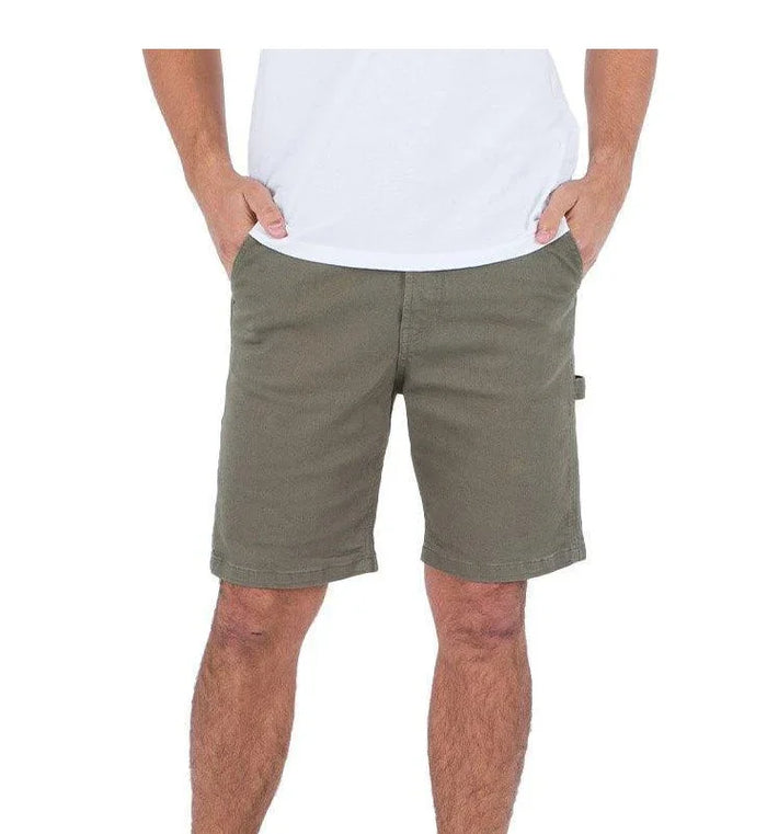 Olive green board shorts for watersports, ideal for paddleboarding and kayaking