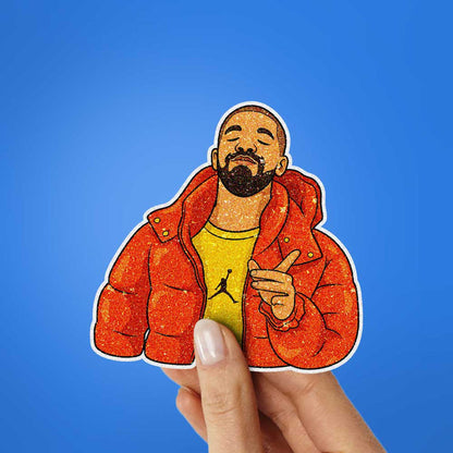 Jacket Guy Pointing Glitter Sticker - Glitter Stickers | STICK IT UP
