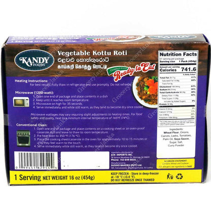 Kandy Foods Vegetable Kottu Roti -Frozen (In-Store Pickup Only / Please order a separate Frozen Shipping Kit in order to ship this item*)