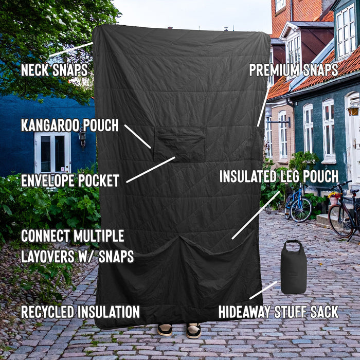 Layover™ Travel Blanket - Packable & Puffy | Black Gravel