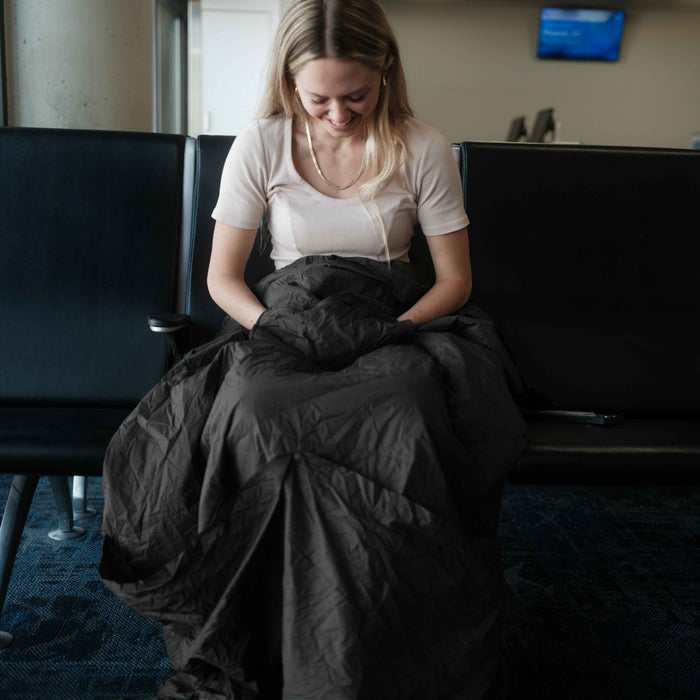 Layover™ Travel Blanket - Packable & Puffy | Black Gravel