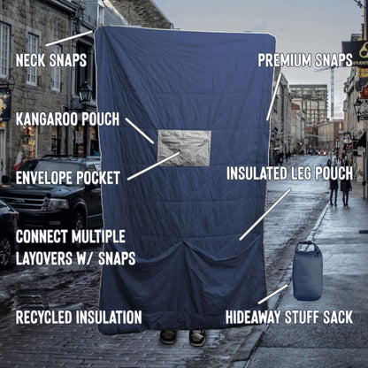 Layover™ Travel Blanket - Packable & Puffy | Blue Gravel