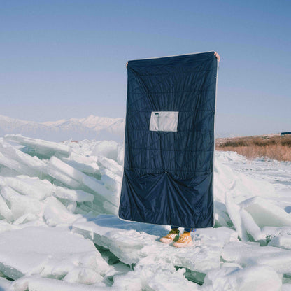 Layover™ Travel Blanket - Packable & Puffy | Blue Gravel