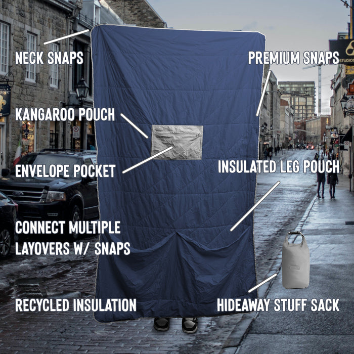 Layover™ XL Travel Blanket - Packable & Puffy | Blue Gravel