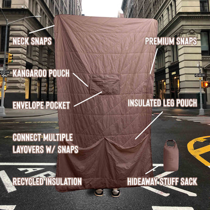 Layover™ XL Travel Blanket - Packable & Puffy | Quartz Gravel