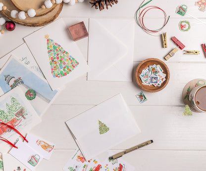 Lighthouse with Wreath Holiday Card