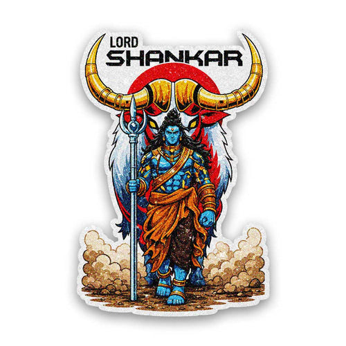Lord Shankar Warrior Glitter Sticker - Glitter Stickers | STICK IT UP