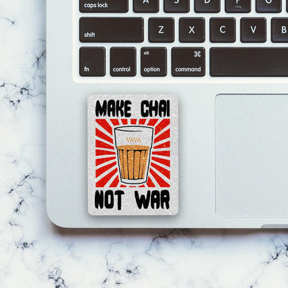 Make Chai Not War Glitter Sticker - Glitter Stickers | STICK IT UP