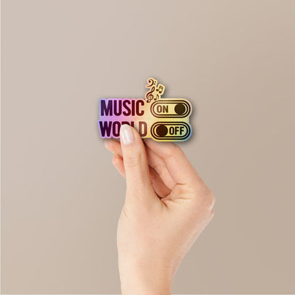 Music On/Off Switch Holographic Stickers - Holographic stickers | STICK IT UP