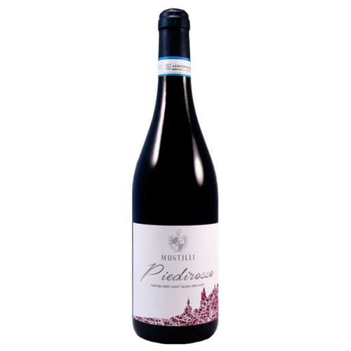 Mustilli Piedirosso Sannio 2019 wine bottle with dark glass and white label