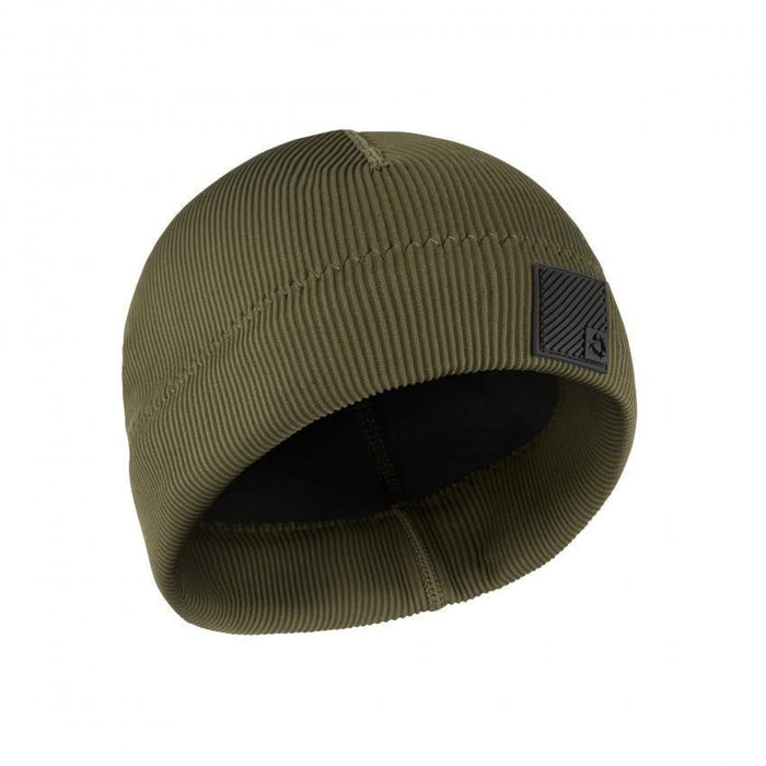 Mystic 2mm Neoprene Beanie Brave Green, ribbed watersports cap with logo patch