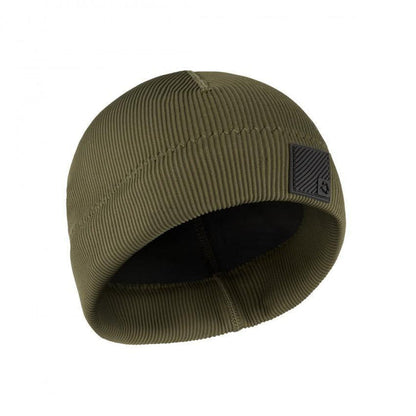 Mystic 2mm Neoprene Beanie Brave Green, ribbed watersports cap with logo patch