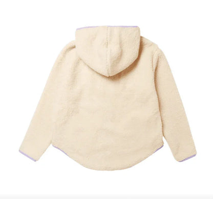 Mystic Dream Fleece Off White hooded jacket, back view, soft sherpa material