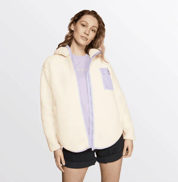Mystic Dream Fleece Off White women's fleece jacket with lilac zip and chest pocket