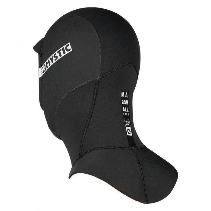 Mystic Marshall 3mm wetsuit hood, black neoprene surf cap with visor.