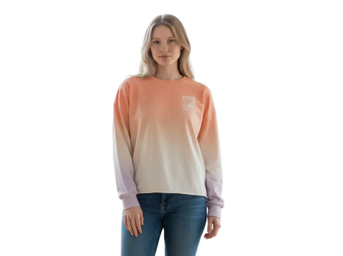 Ombre long-sleeve surf shirt with peach to lavender gradient, ideal for watersports in Whitstable