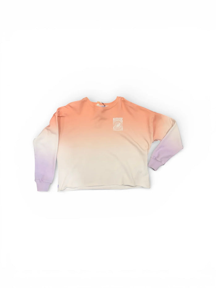Gradient long-sleeve surf shirt with peach to lavender fade, ideal for watersports in Whitstable.