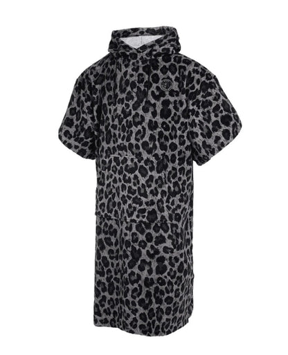 Mystic Poncho Velours Black changing robe with black and grey leopard print design