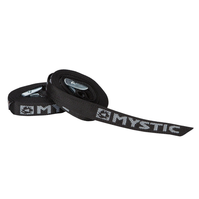 Mystic Roof Rack Strap Set 3.5m black tie-down straps with metal buckles, coiled