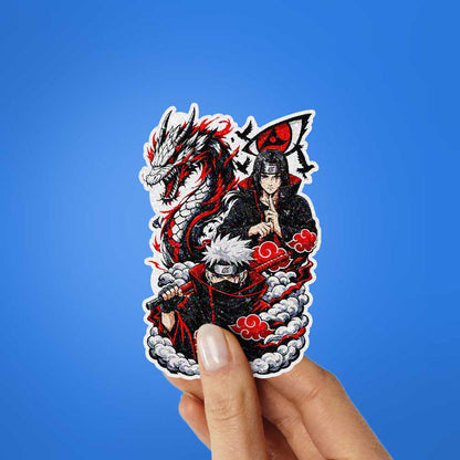 Ninja Duo Red Dragon Glitter Sticker - Glitter Stickers | STICK IT UP